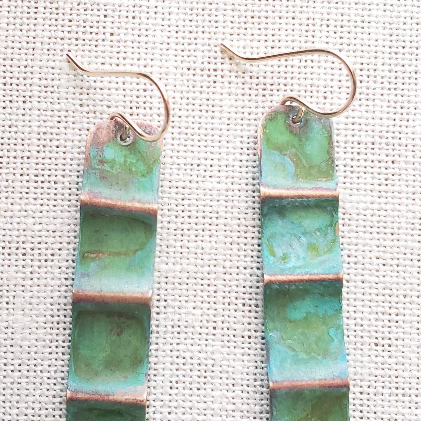 Ocean Treasure Green Patina Earring (Golden Highlights)