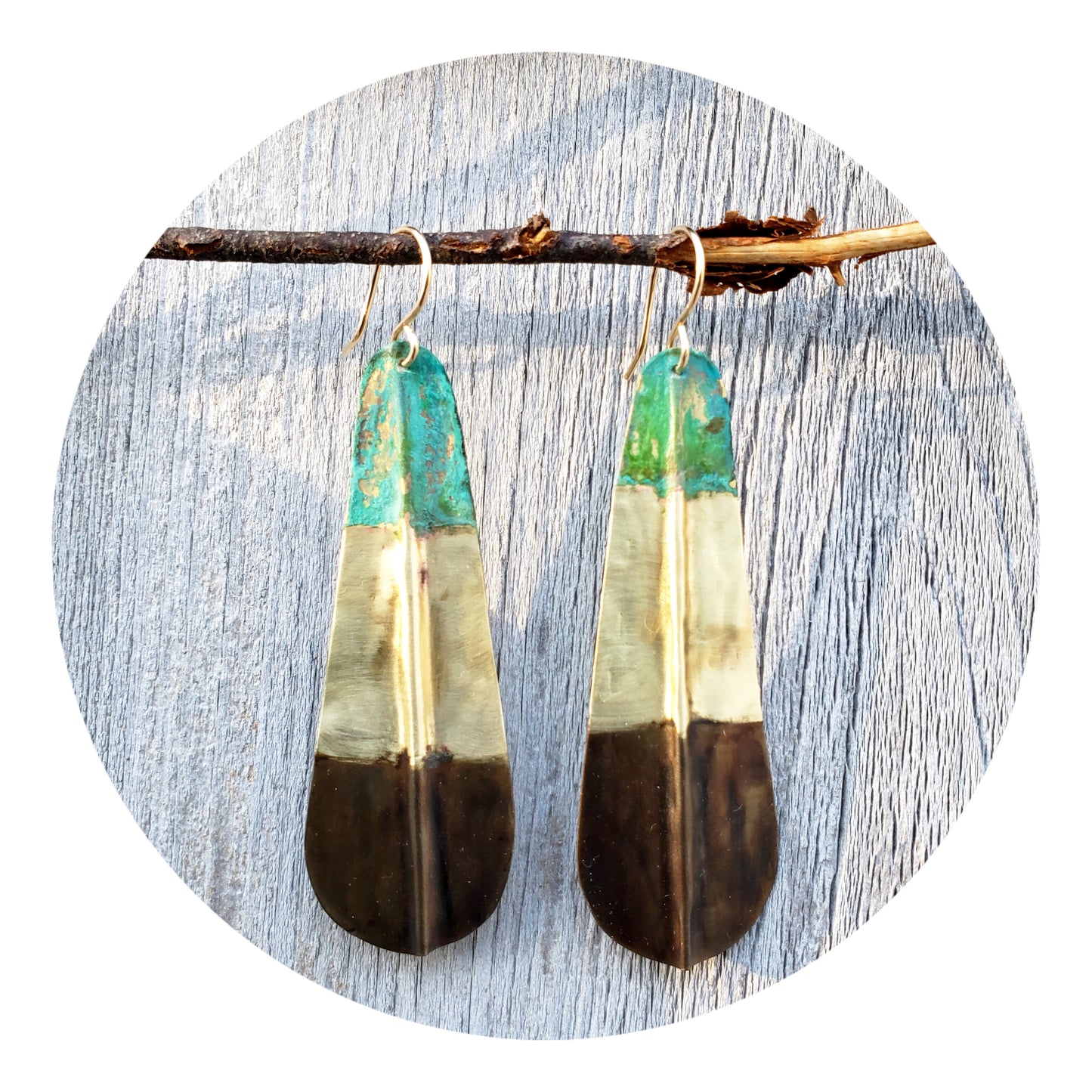 Ocean Treasure Green Patina Earring (Golden Highlights)