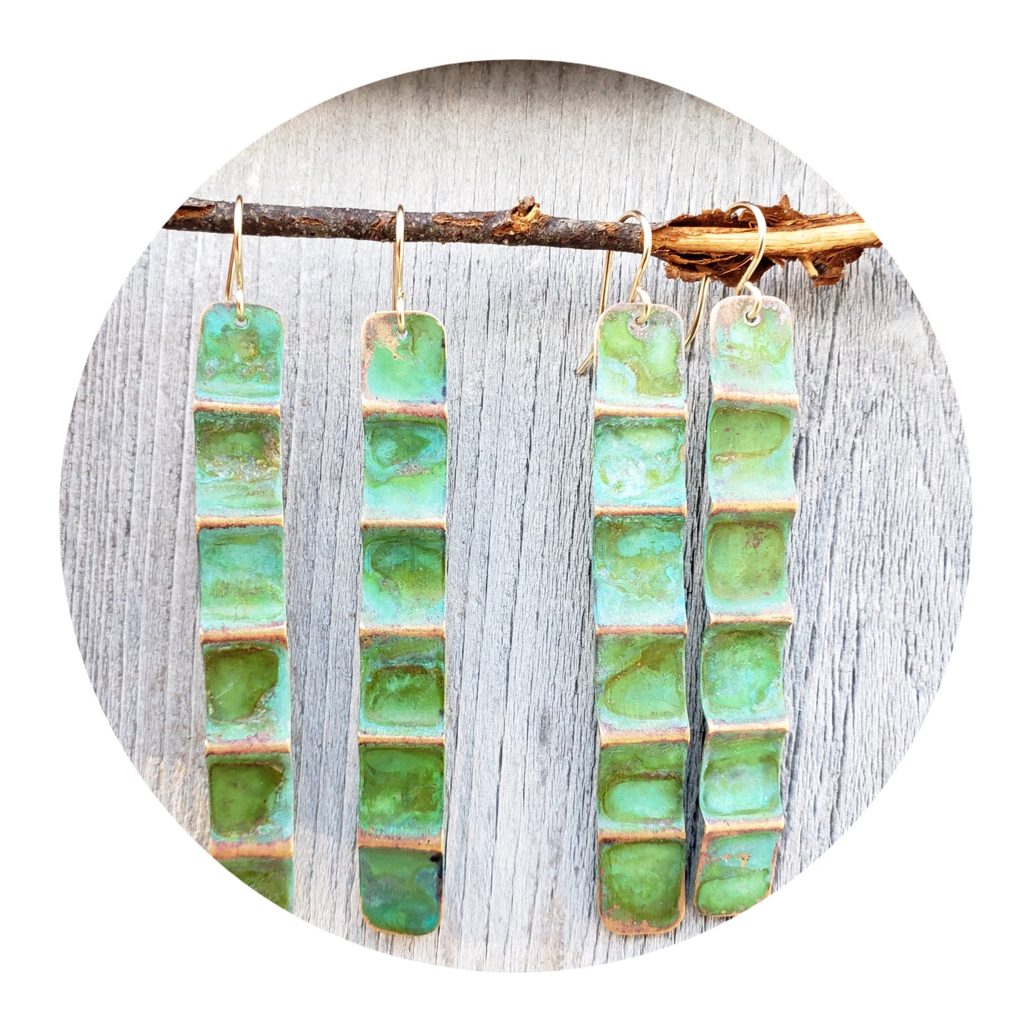 Ocean Treasure Green Patina Earring (Golden Highlights)