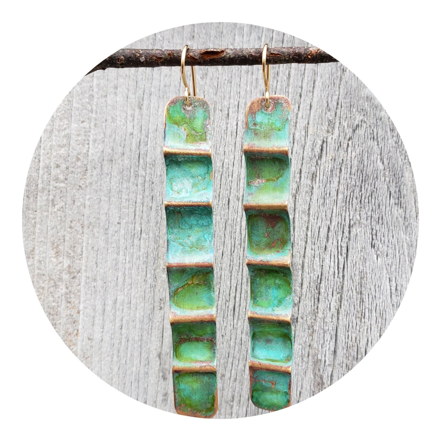 Ocean Treasure Green Patina Earring (Golden Highlights)